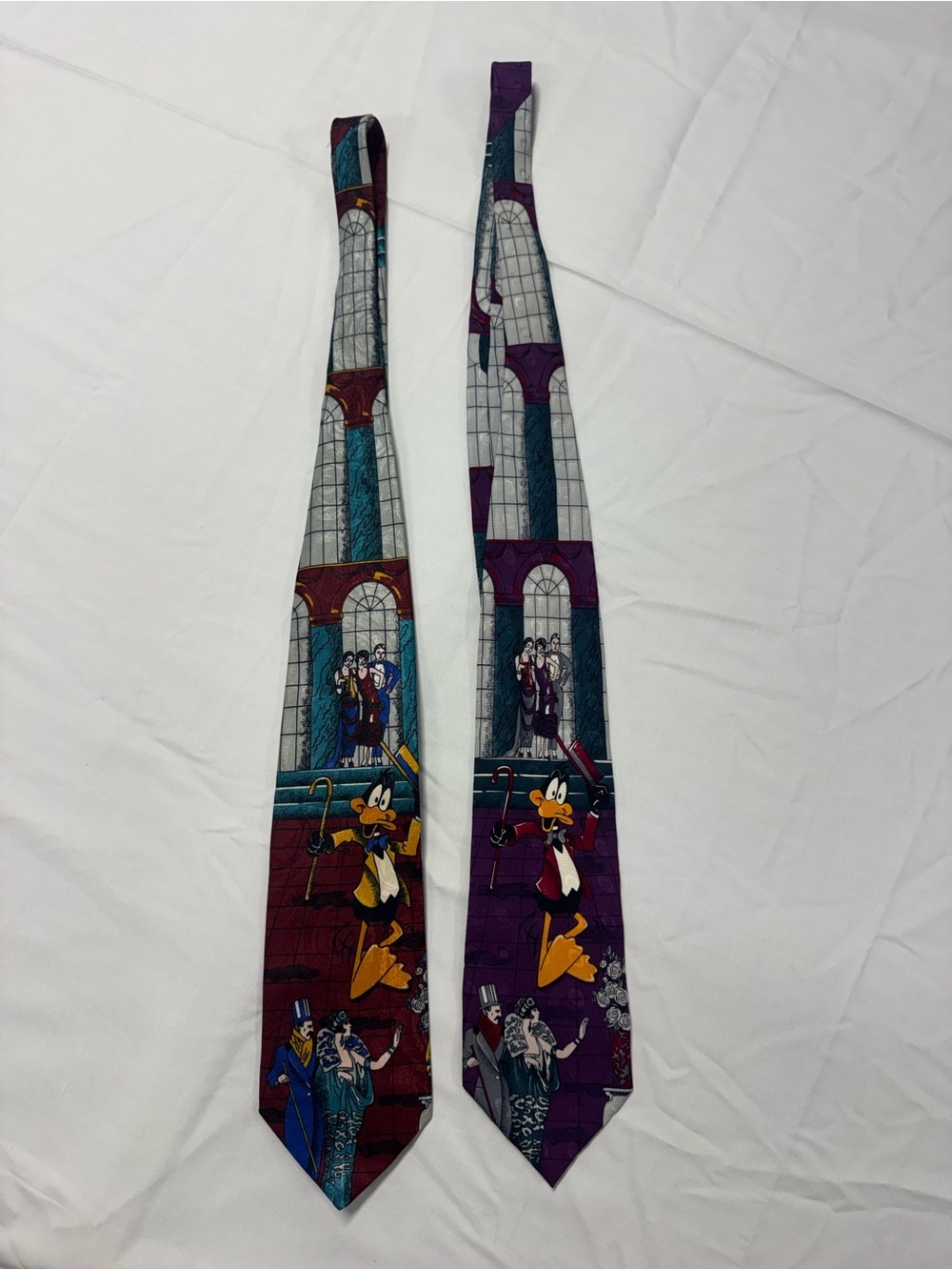 Vintage Looney Tunes Daffy Duck Necktie Lot – Matching Pair (1992)